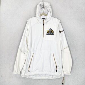 Super Bowl 50 Jacket Mens Large White NFL Football Nike Hoodie Pullover Anorak